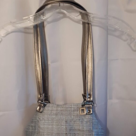 New Faux Leather Double handle Shoulder Satchel Bag Purse Aqua Brown Coastal - Picture 8 of 13